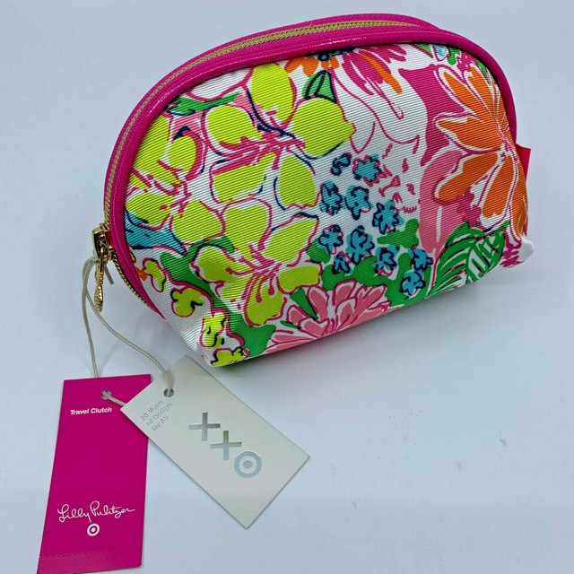 NEW Lilly Pulitzer Round Top Travel Clutch Bag Makeup Case Nosey Posie