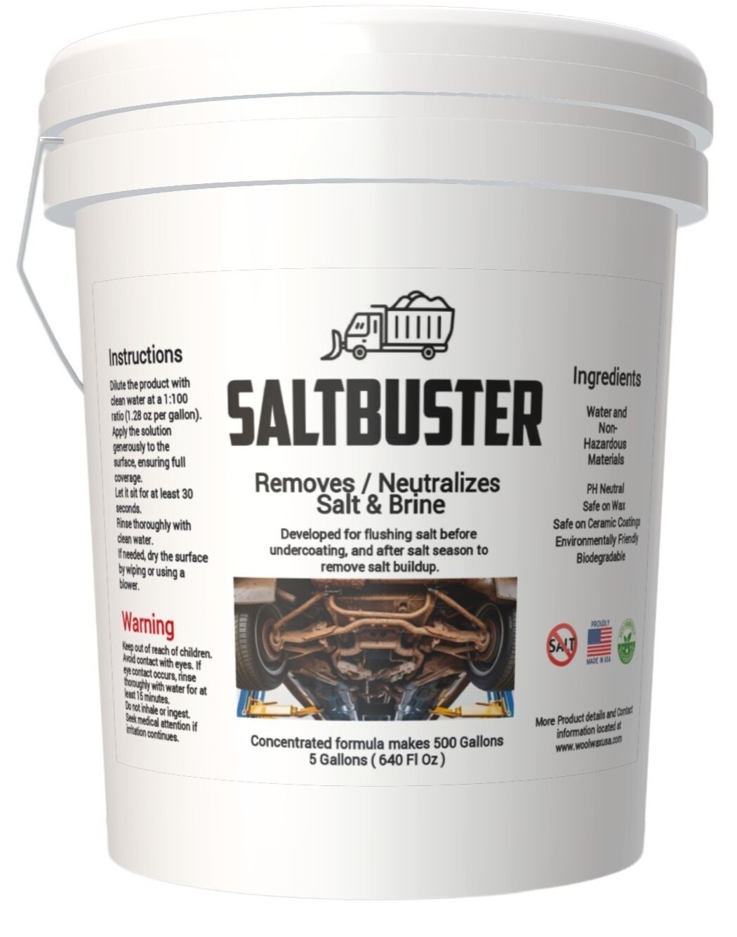 Woolwax SALTBUSTER Road Salt/Brine Remover/Neutralizer Vehicle 5 Gal Concentrate