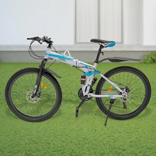 26" Folding Mountain Bike 21 Speed Men Bikes MTB Bicycle School Dual Disc Brake