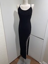 MAC DUGGAL Formal Black Dress Stunning Floor Length 42002 Rhinestone Slit Size 4