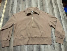Anrabess Sweater, Women's Size XL, Brown, 1/2 Zip, Pullover, Long Sleeve