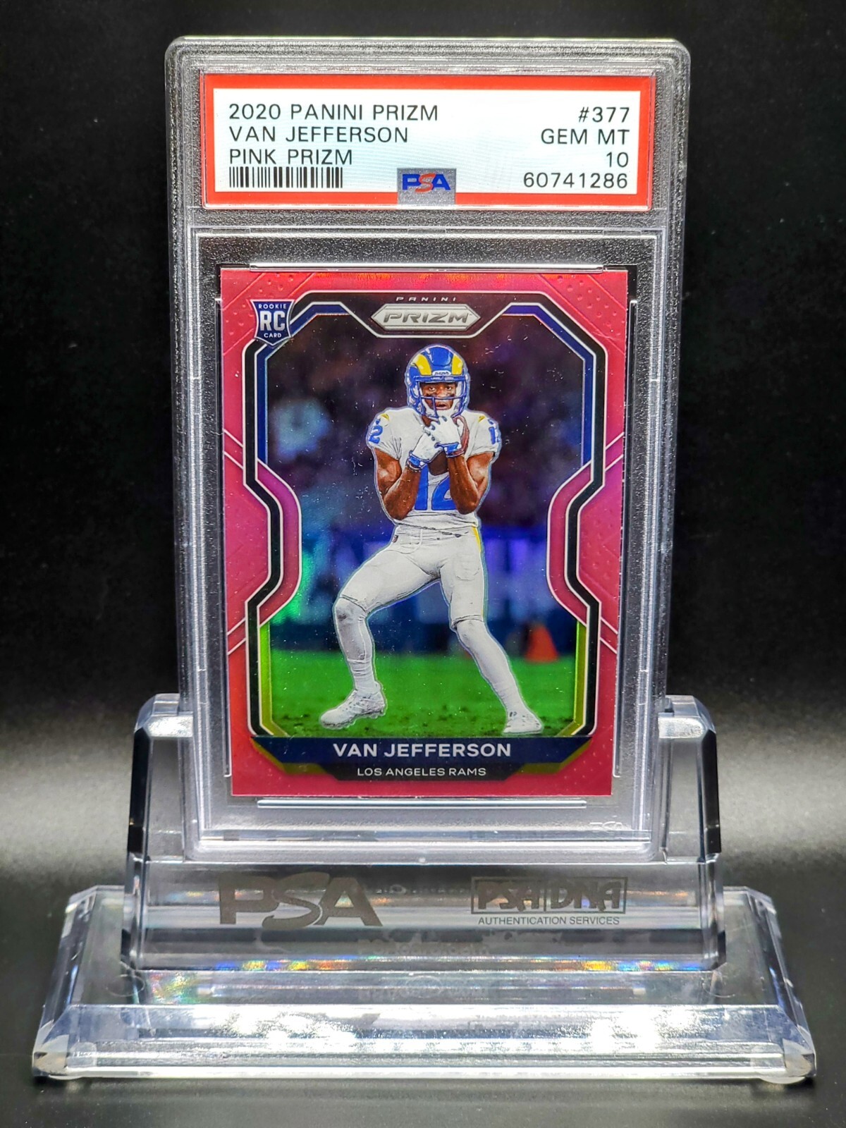 Van Jefferson 2020 Panini Prizm Pink Rookie LA Rams #377 RC Gem Mint PSA 10