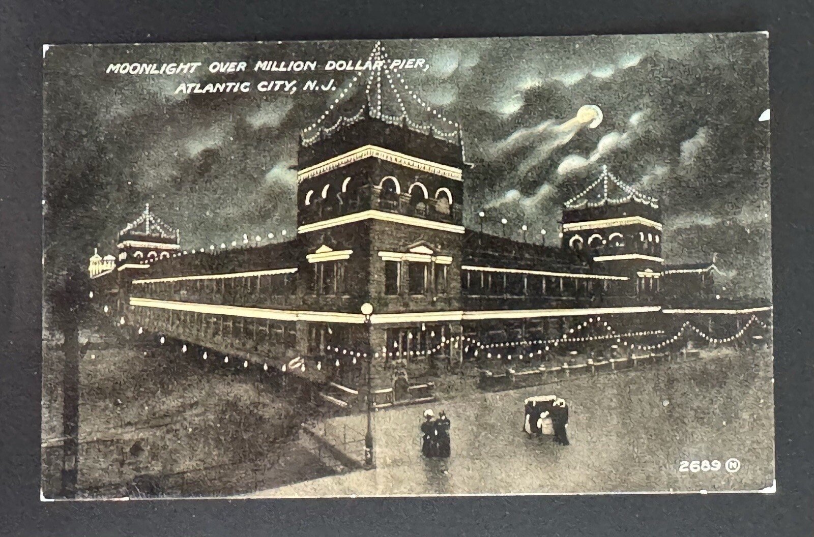 Atlantic City NJ-New Jersey, Moon Million Dollar Pier, Vintage c1912 Postcard