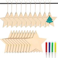 36 Holzsterne Zum Basteln Und Bemalen Weihnachtsbaumschmuck Mit Juteseil Und
