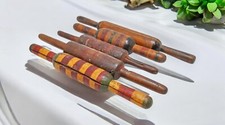 Lot of 5 Antique Wooden Kitchenware Rolling Pins Lacquer Painted