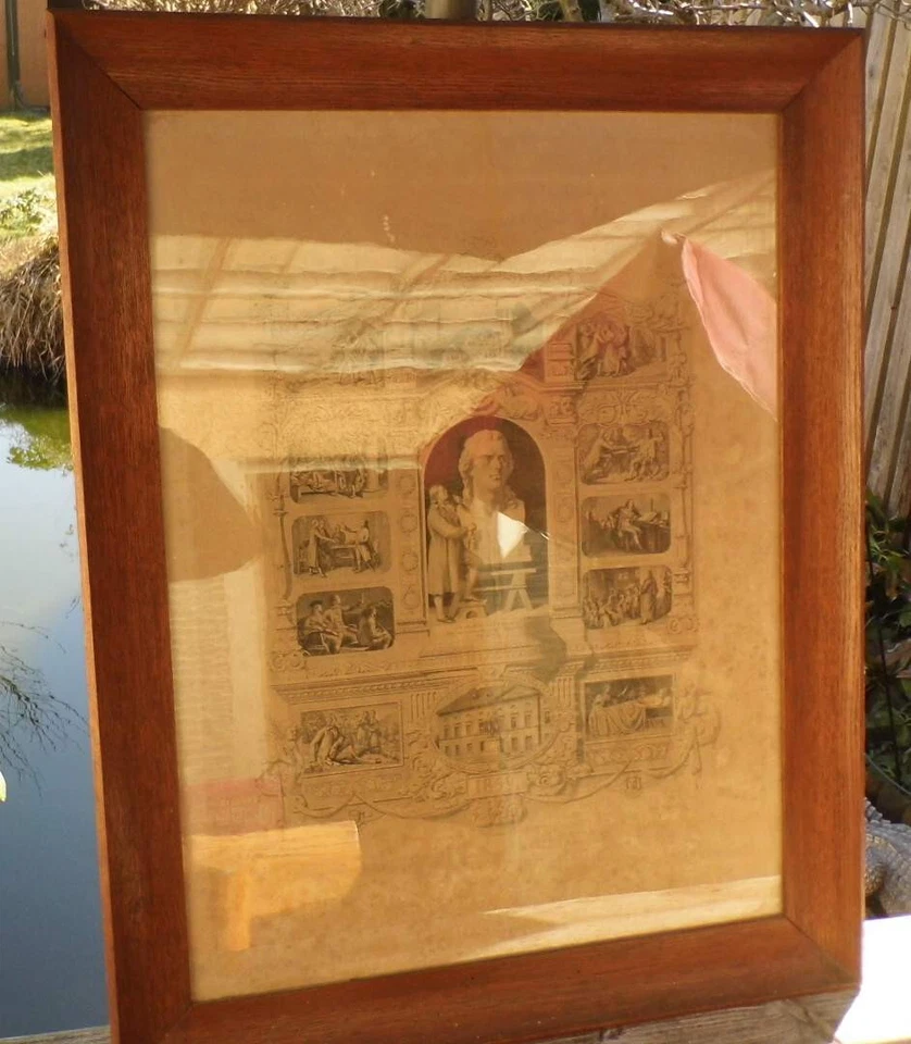 alter Druck - Friedrich Schiller - gerahmt, hinter Glas - Maße: 77 x 61 cm