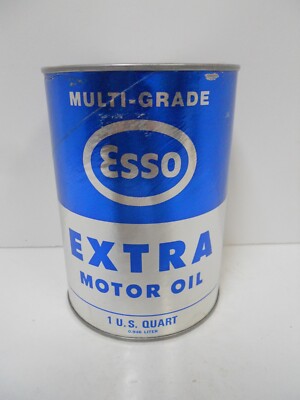 Vintage NOS ESSO EXTRA Motor Oil  1 Qt  FIBER Can  (FULL)   Gas /Service Station