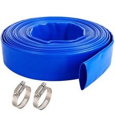 2.5" x 100 FT Pool Backwash Hose, Blue Heavy Duty Reinforced PVC Lay Flat Water