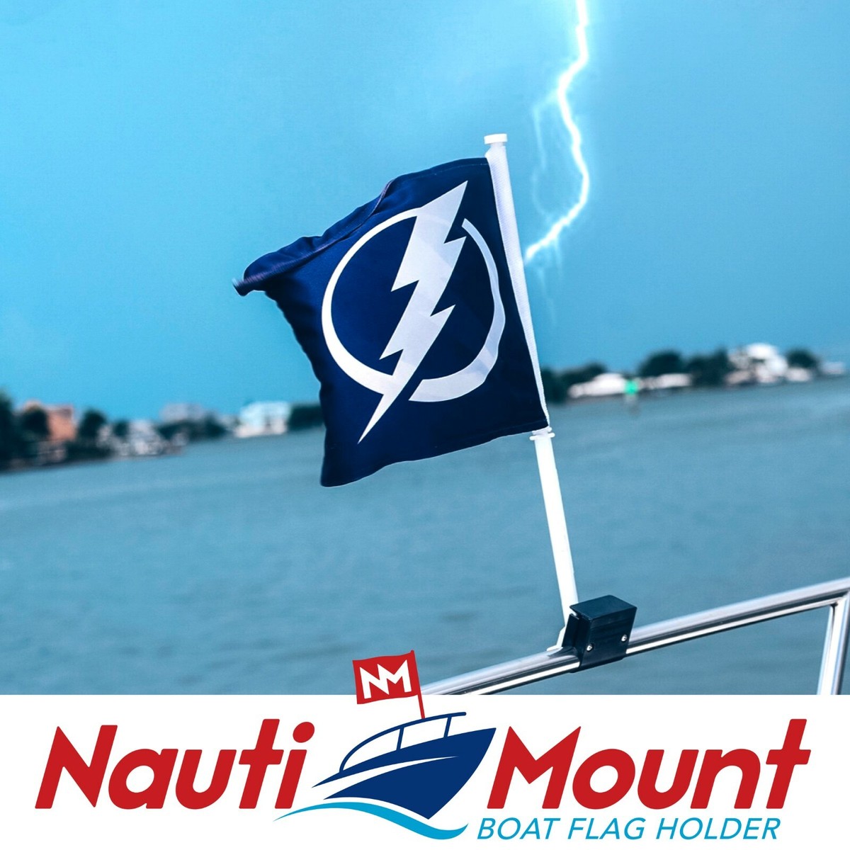 Nauti Mount Boat Rail Flag – White 2-Pack – Includes Free USA Car Flag! 5 thumbnail image