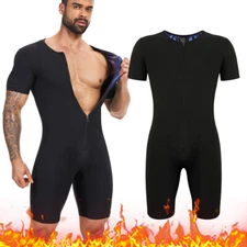 Men Sauna Suit 3 in 1 Slimming Full Body Sauna Jumpsuit Waist Trainer Workout US