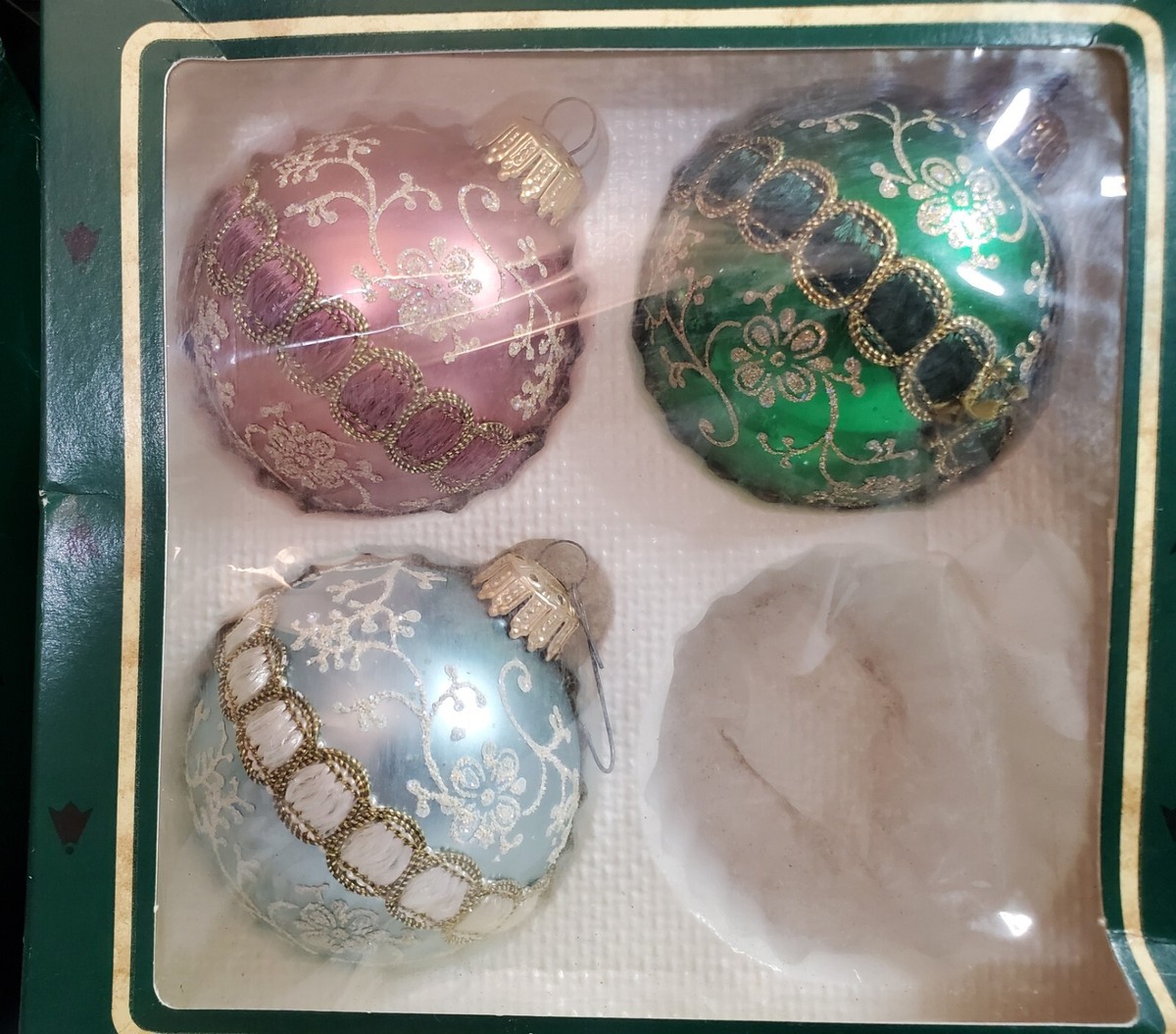 Vintage Christmas by Krebs Hand Decorated Glass Ornaments Lot of