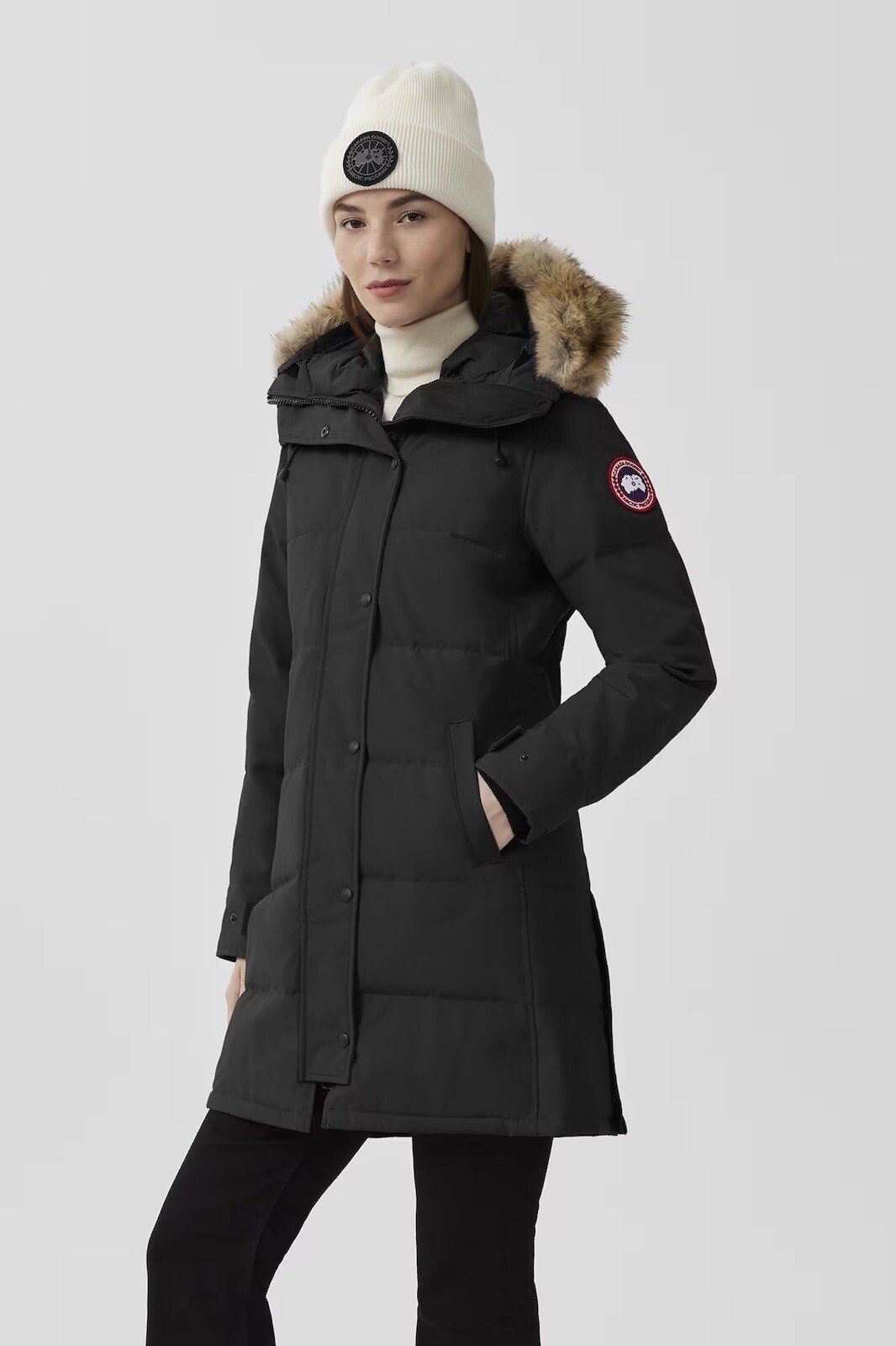BLACK XS CANADA GOOSE WOMEN'S SHELBURNE PARKA WITH FUR TRIM