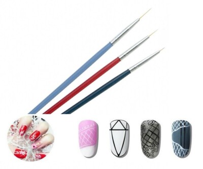 3 Stück Nail Art Liner Pinsel Set Superfeine Details Maniküre Malerei Stift 7 9 11 mm