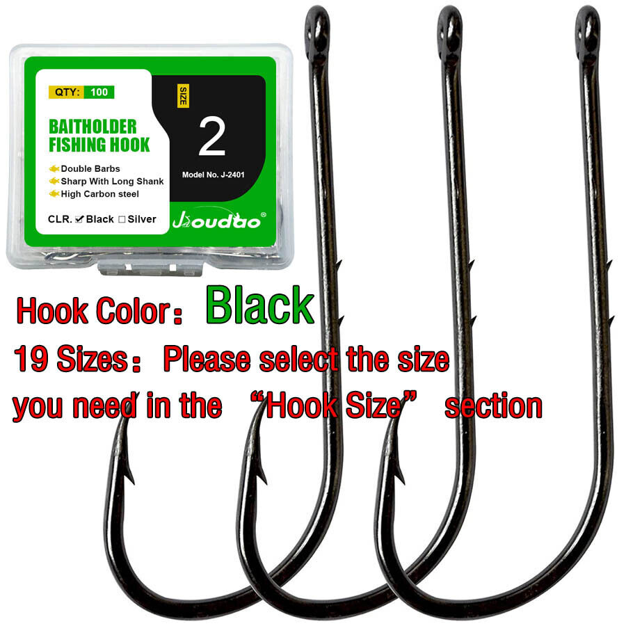 100Pcs Baitholder Bait Hook High Carbon Steel Silver Long Shank Fishing Hooks