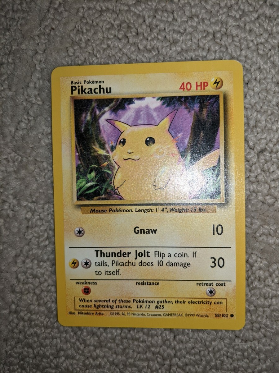 Pikachu Yellow Cheek Gnaw Pokemon Card 58/102 Rare First Edition