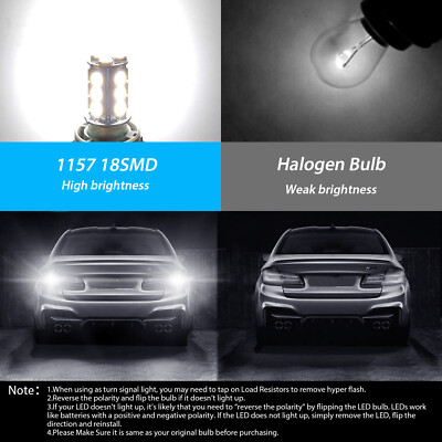 10/20X Super Bright 1156/1157 LED Bulbs - White 6500K For Brake, Turn, Tail & Reverse Lights - 12V Car Bulbs