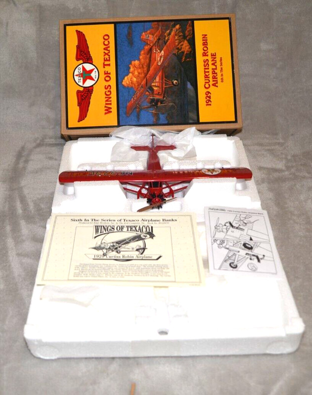 Texaco Coin Airplane Bank #6, 1929 Curtiss Robin, NIB