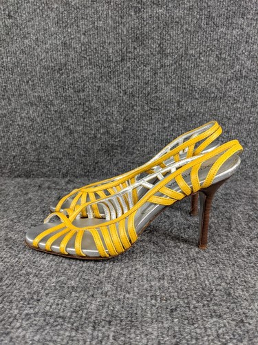 yellow caged heels