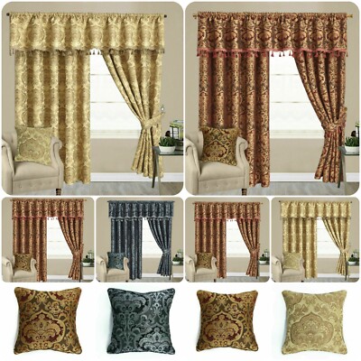 Neu voll gefütterter schwerer Jacquard/Chenille Bleistift plissee Luxus Georgia Vorhang Paar