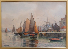 Whitby, North Yorkshire. 19th Century Watercolour by R Hayes.