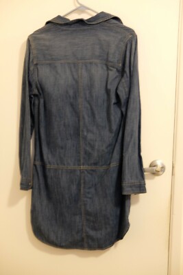 gap denim dress long sleeve Denim Barrel-Sleeve Mini Dress