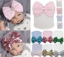 Baby Girl Boy Infant Hat With Bow Cap Hospital Newborn Cosy Beanie