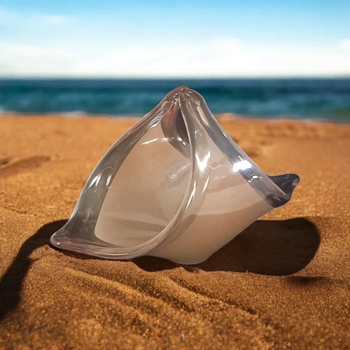 Vintage Murano Hand Blown Glass Gold Folded Handkerchief Basket