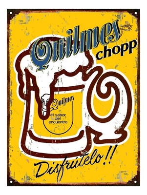 Cartel De Chapa Publicidad Cerveza Quilmes 20x28cm