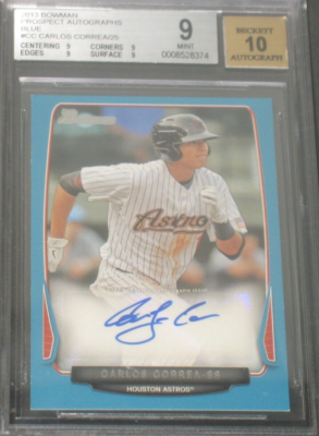 Carlos Correa 2013 Bowman Autograph Blue Rookie (1/25) BGS 9 Mint