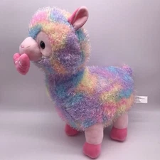 Kellytoy Valentine Tie Dye Furry Llama Plush Animals 16”