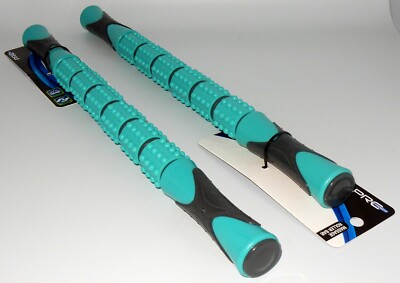 NEW 2 Pk Pro Strength Massage Roller Bars Teal Sturdy Comfort Handles Destress#