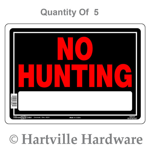 Hillman 10x14 Black & Red No Hunting Signs, 5-Count 840127