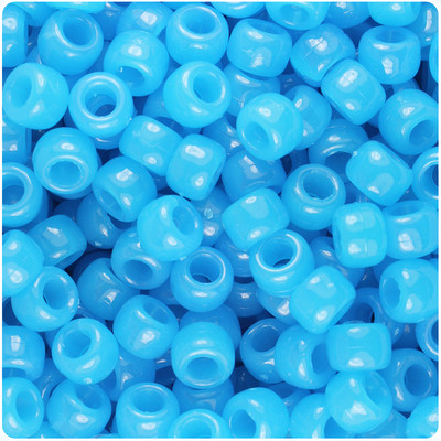 BeadTin Blue Glow 9mm Barrel Pony Beads (500pcs)