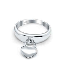 Charm Plain Ring Heart Promise Oxidized Band Solid 925 Sterling Silver 5mm