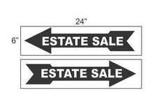 ESTATE SALE ARROW BLACK 6"x24" Plastic SIGNS Buy 1 Get 1 FREE 2 Sided