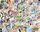 100 pcs "Hippie" Sticker Pack Peace Boho Decor Guitar Bohemian Hobonichi Decals