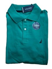New Men's Nautica Short Sleeve Classic Fit Soft Polo Shirt Green Size Small