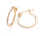9ct Yellow Gold Natural Diamond Hinged Hoop Earrings 15mm Diameter - Gift Boxed