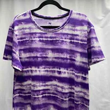 Natori Swim Cover T Shirt Dress Tie Dye Stripes Purple Women's Size Medium
