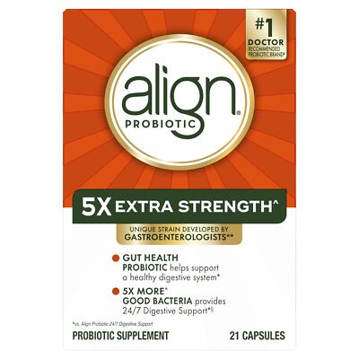 Align Extra Strength Probiotic 21 Capsules Digestive Health Gluten Free Veget...
