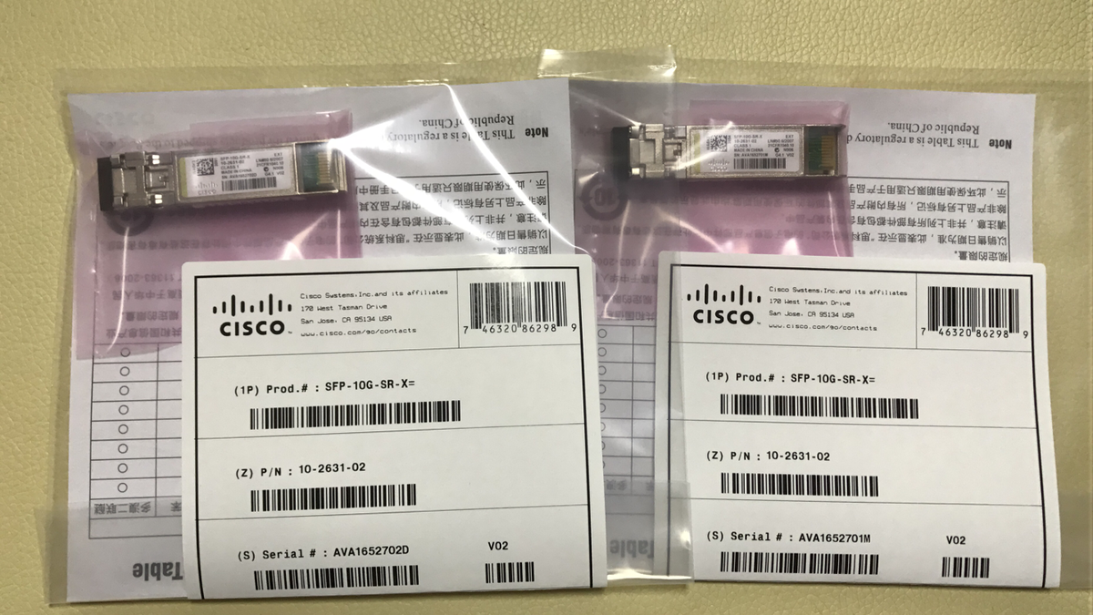 タケ Cisco SFP-10G-SR-X 10GBASE-SR SFP+ 850nm 300m OM3 / 400m OM4 DOM