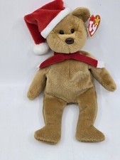 Ty 1997 Teddy Style 4200 Beanie Baby Bear Red Holiday Christmas Hat w Heart Tag