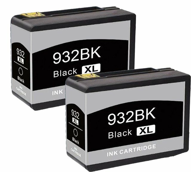 2Pk 932XL Black Ink Cartridge For HP Officejet 7612 7110 6100 6600 6700