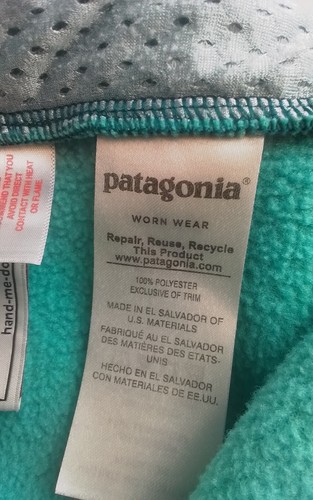 Patagonia Synchilla Kids M 10 Microfleece Teal Colorblock Full Zip #J2291 - Picture 10 of 18