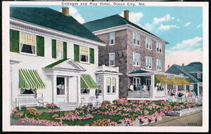 Ocean City Md Kaye Hotel Cottages Vintage Postcard Early Old
