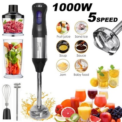 5-in-1 Hand Immersion Blender 1000W 5 Speed Stainless Steel Handheld Blender US