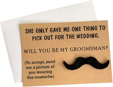 Groomsmen Proposal Cards with Mustache - Set of 8 with Envelopes 5" x 7"  Fu...