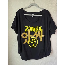 NWOT Zumba Wear Black Oversized Graphic T Shirt XXLarge Lovely