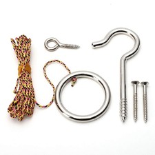 Hook and Ring Swing DIY Kit HeavyDuty Hardware and String Ring Toss Game Indo...