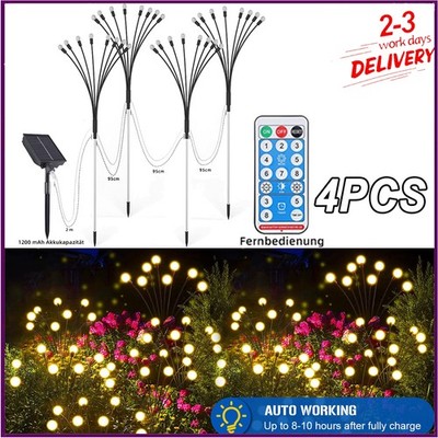 Solar Gartenlichter 8 Kugeln LED Firefly Solarlampen Glühwürmchen Lichter 4pcs